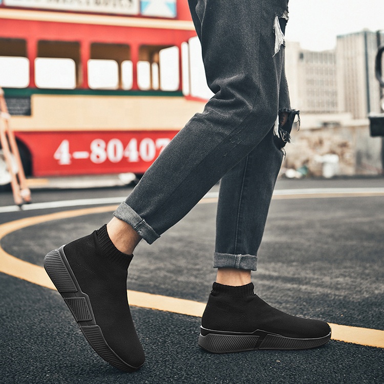 High Quality OEM Knit Custom Men Casual Black Sports Fashion Sock Sneakers Mens Short Boots Wholesale China
